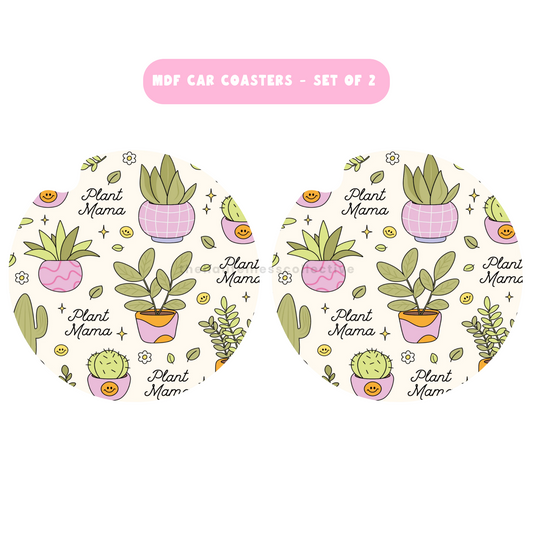 Plant Mama MDF Car Coasters – Set of 2