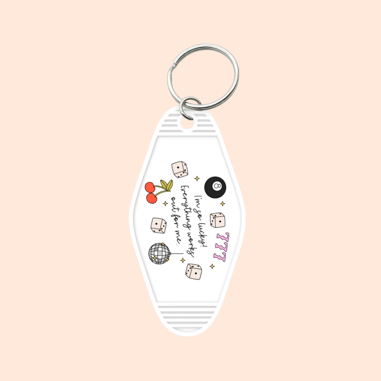 "777 I'm So Lucky" Motel Keychain