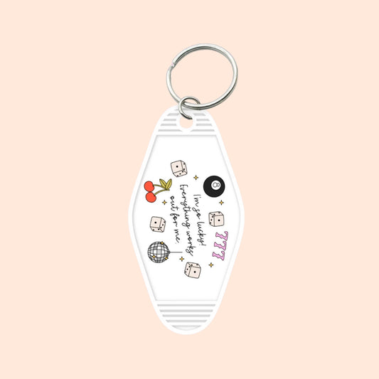 "777 I'm So Lucky" Motel Keychain