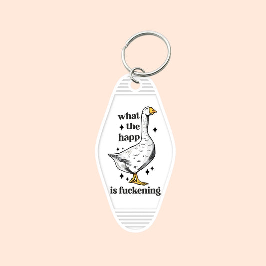 "What the Happ" Motel Keychain