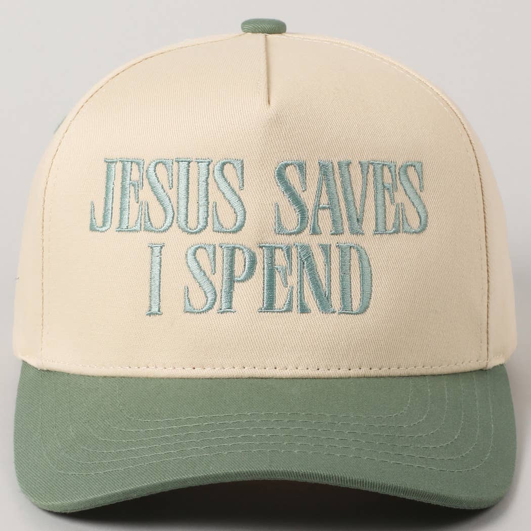 JESUS SAVES I SPEND Embroidered Trucker Hat